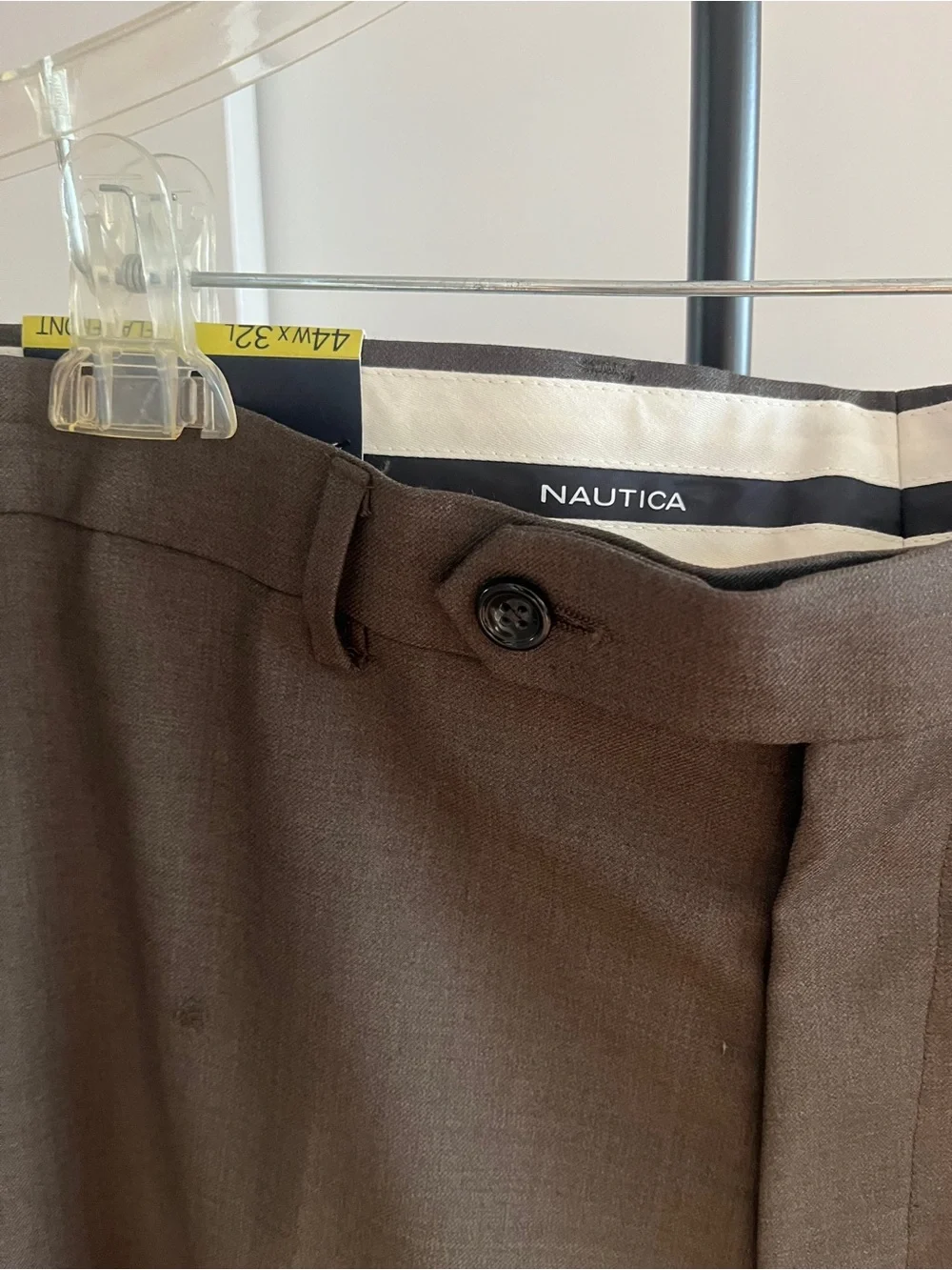 NWT Nautica Dress Pant Performance Mast 100% Wool Flat Front Olive 🫒 Green Sz 44